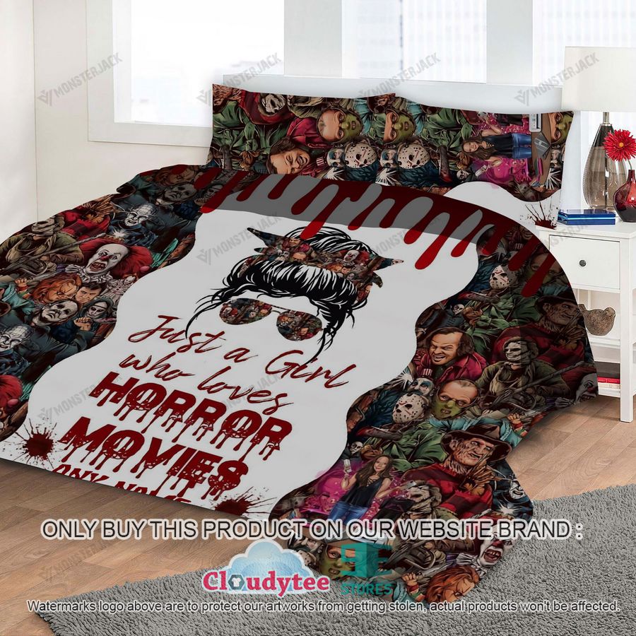 HOT Personalized Just A Girl Who Loves Horror Movies Bedding Set 8 personalized just a girl who loves horror movies bedding set 2 17852