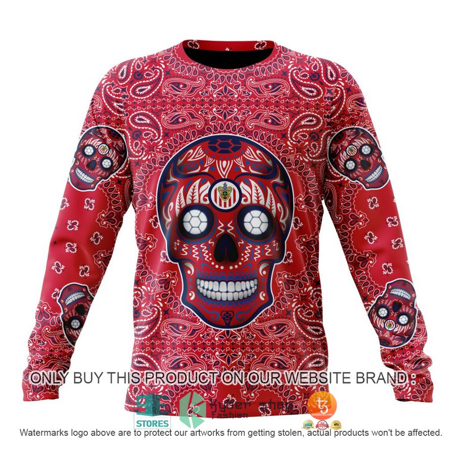 HOT Liga Mx Chivas Guadalajara Special Sugar Skull Kits For Dia De Muertos Personalized 3d Shirt, Hoodie 6 personalized liga mx chivas guadalajara special sugar skull kits for dia de muertos 3d shirt hoodie 6 47720