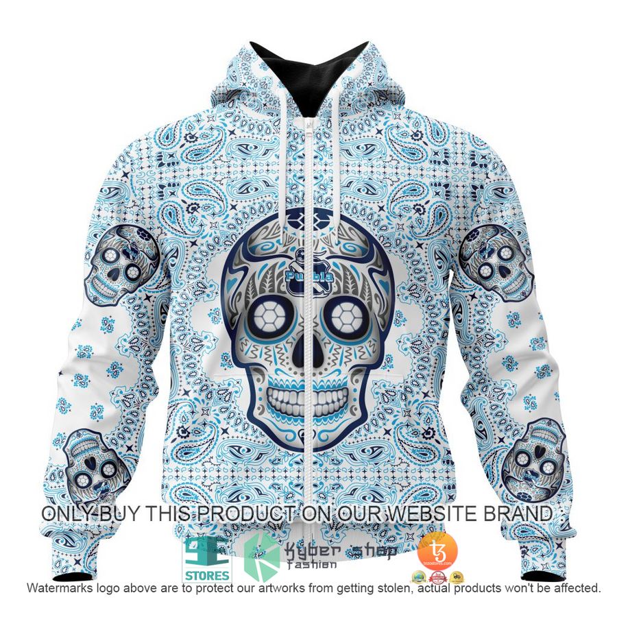 HOT Liga Mx Club Puebla Special Sugar Skull Kits For Dia De Muertos Personalized 3d Shirt, Hoodie 2 personalized liga mx club puebla special sugar skull kits for dia de muertos 3d shirt hoodie 2 81729