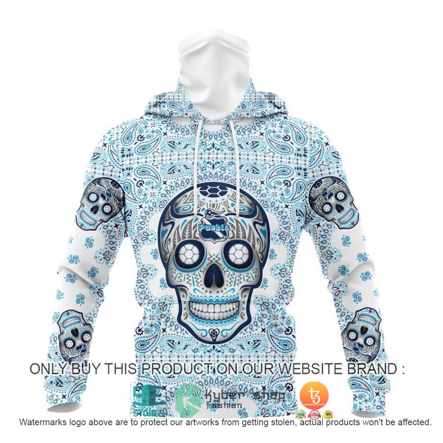 HOT Liga Mx Club Puebla Special Sugar Skull Kits For Dia De Muertos Personalized 3d Shirt, Hoodie 4 personalized liga mx club puebla special sugar skull kits for dia de muertos 3d shirt hoodie 4 46278