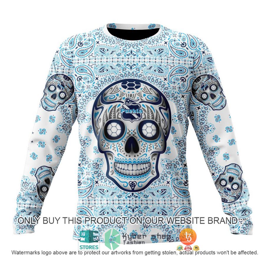 HOT Liga Mx Club Puebla Special Sugar Skull Kits For Dia De Muertos Personalized 3d Shirt, Hoodie 6 personalized liga mx club puebla special sugar skull kits for dia de muertos 3d shirt hoodie 6 43108