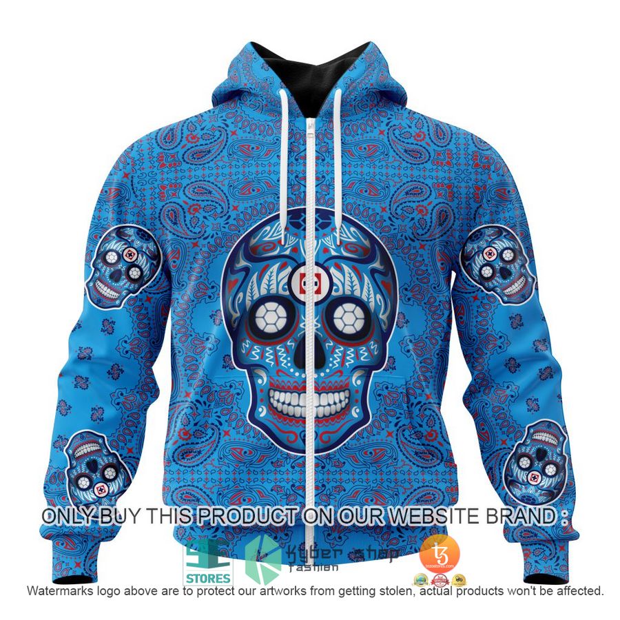 HOT Liga Mx Cruz Azul Special Sugar Skull Kits For Dia De Muertos Personalized 3d Shirt, Hoodie 2 personalized liga mx cruz azul special sugar skull kits for dia de muertos 3d shirt hoodie 2 9567