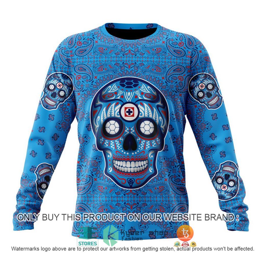 HOT Liga Mx Cruz Azul Special Sugar Skull Kits For Dia De Muertos Personalized 3d Shirt, Hoodie 6 personalized liga mx cruz azul special sugar skull kits for dia de muertos 3d shirt hoodie 6 78447