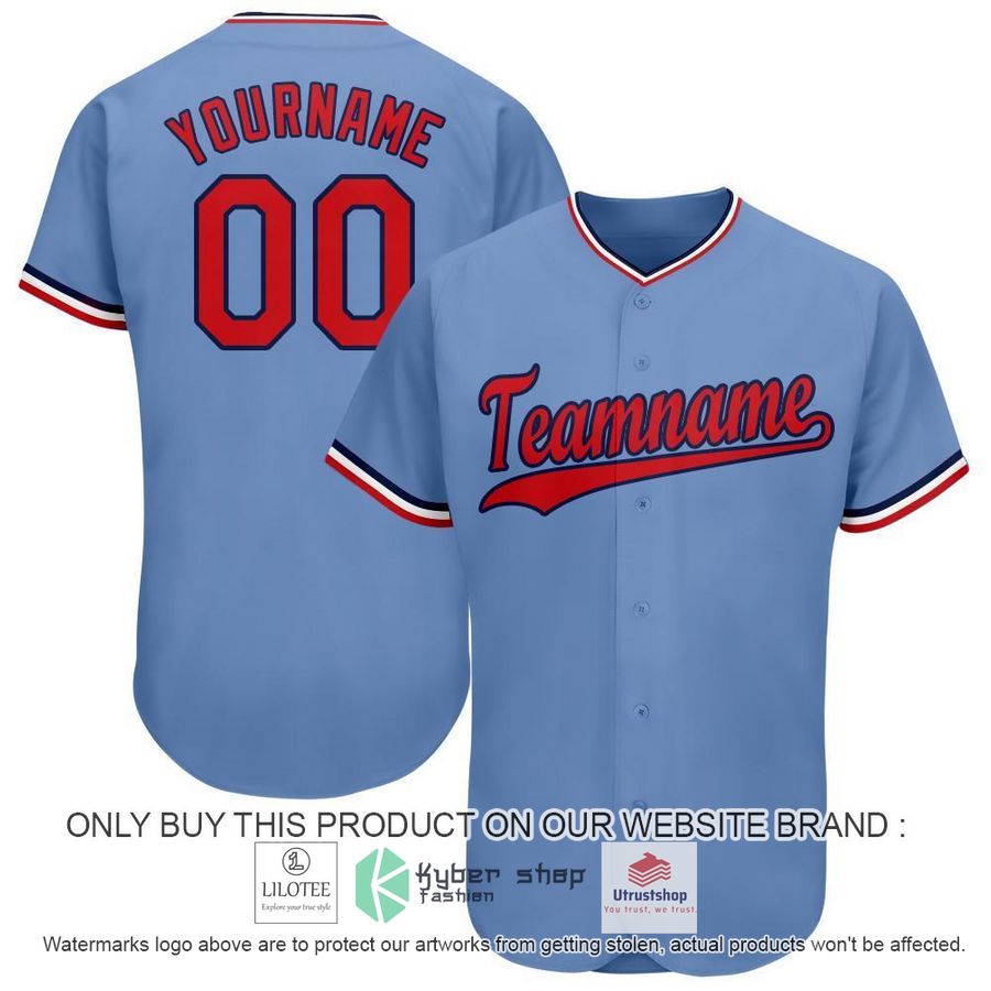 personalized light blue red navy baseball jersey 1 47492