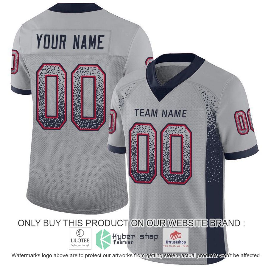 personalized light gray navy scarlet mesh drift football jersey 1 55712