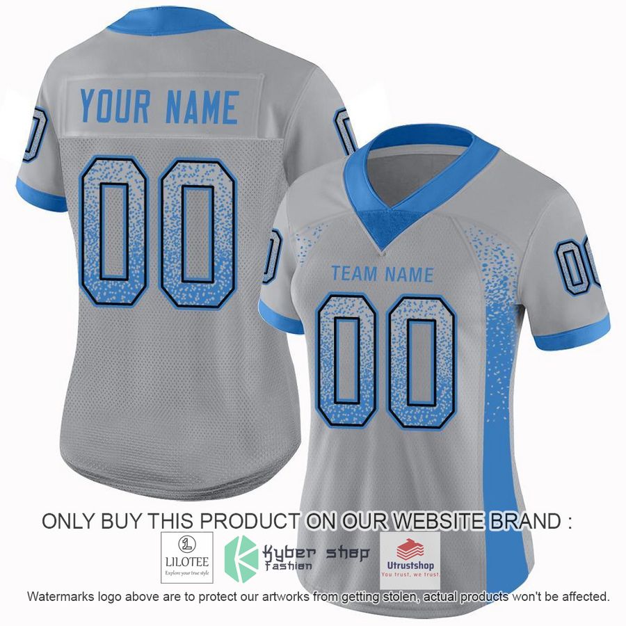 NEW Light Gray Powder Blue Black Mesh Drift CUSTOM Football Shirt 2 personalized light gray powder blue black mesh drift football jersey 2 62810