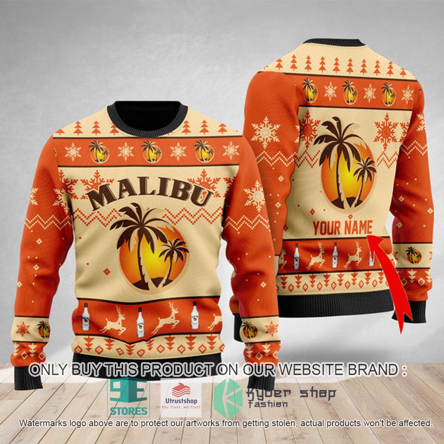 personalized malibu rum ugly christmas sweater 1 25535