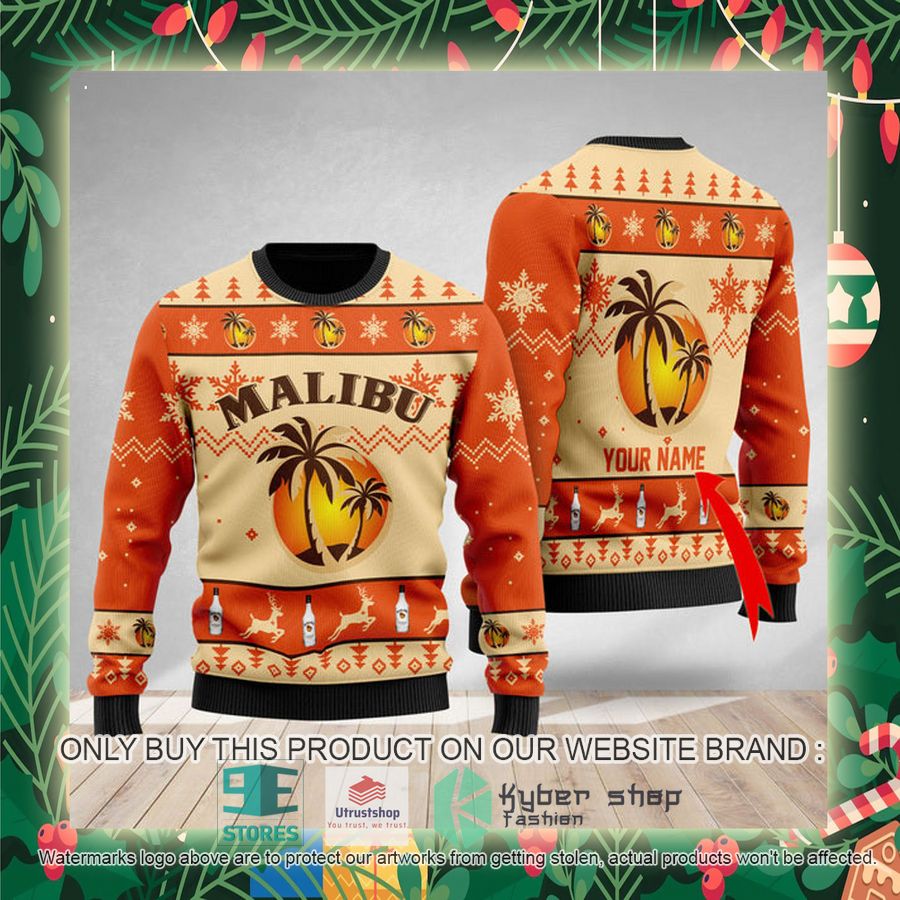 personalized malibu rum ugly christmas sweater 2 37564