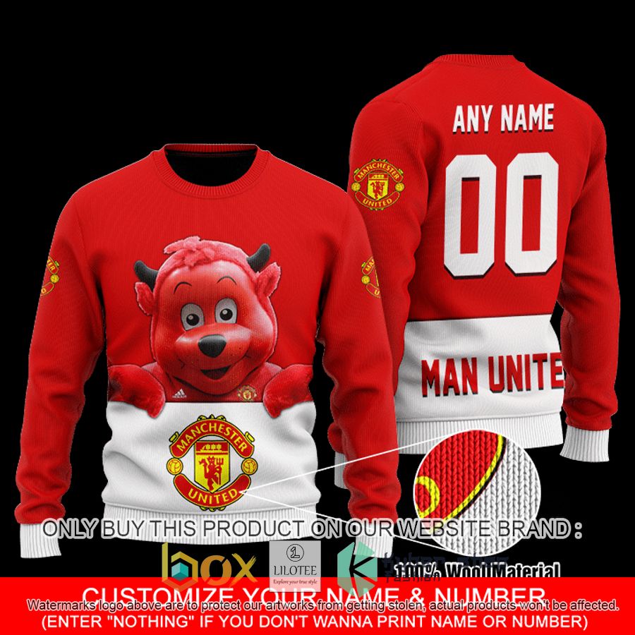 personalized manunited red white wool sweater 1 84841