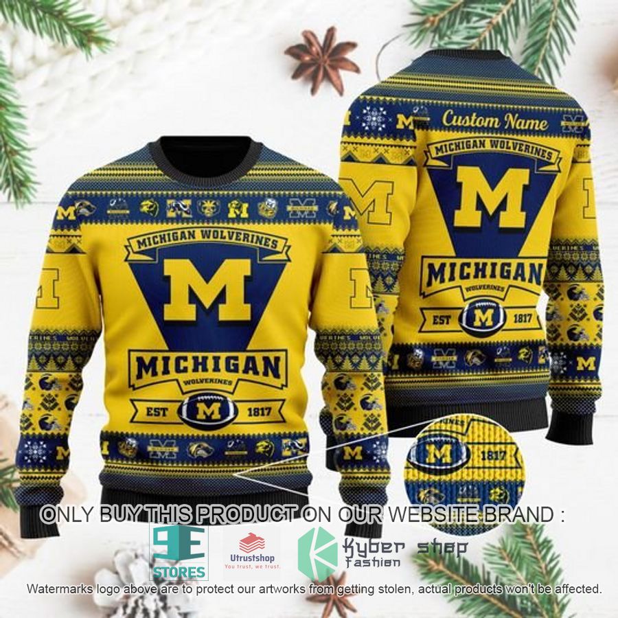 personalized michigan wolverines football ugly chrisrtmas sweater 1 66963