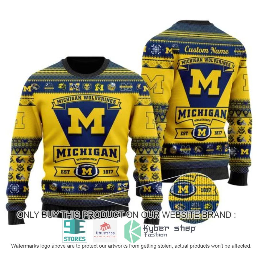 personalized michigan wolverines football ugly chrisrtmas sweater 2 54005