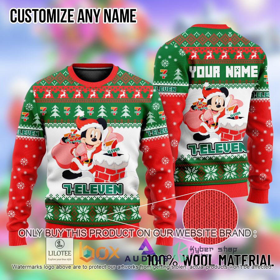 personalized mickey mouse 7 eleven ugly christmas sweater 1 62961