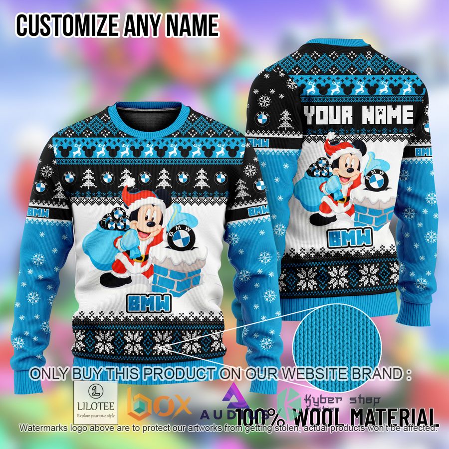 personalized mickey mouse bmw ugly christmas sweater 1 79925