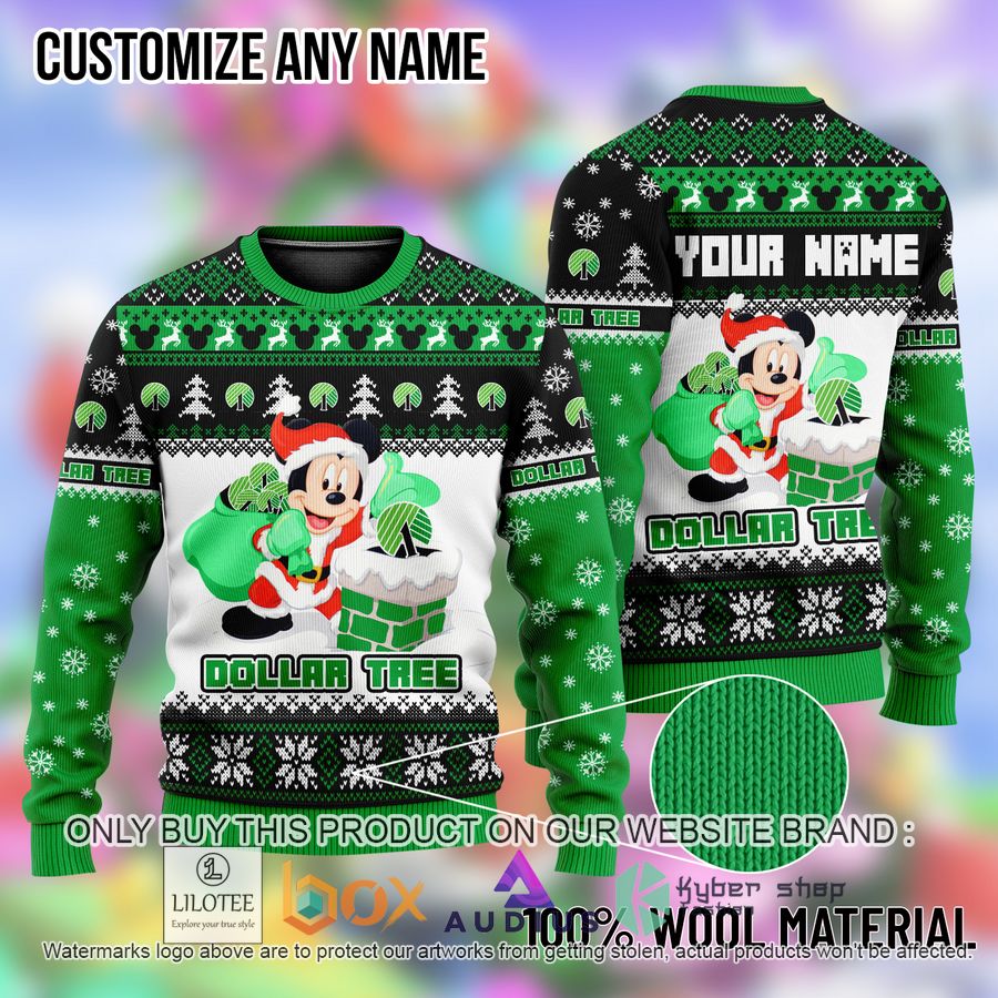 personalized mickey mouse dollar tree ugly christmas sweater 1 12165
