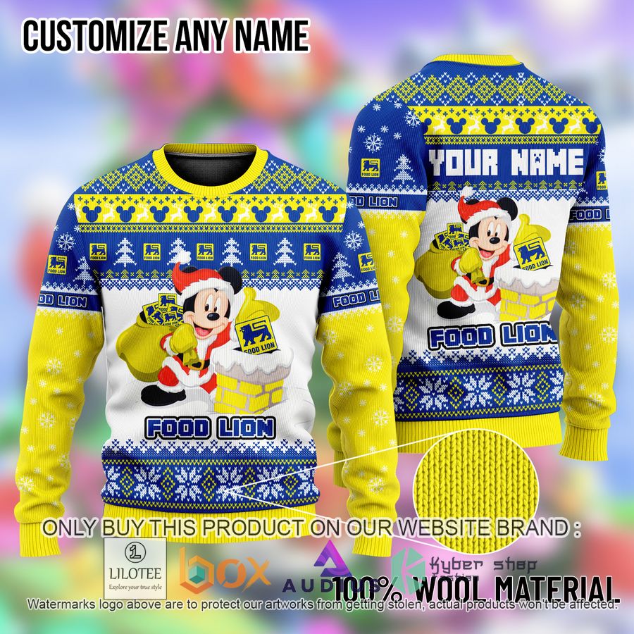 personalized mickey mouse food lion ugly christmas sweater 1 4416