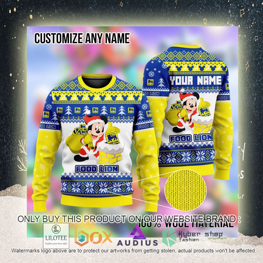 personalized mickey mouse food lion ugly christmas sweater 2 78540