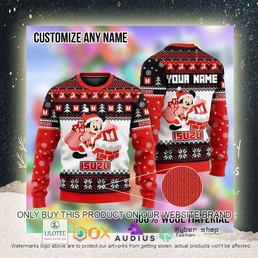 personalized mickey mouse isuzu ugly christmas sweater 2 77544