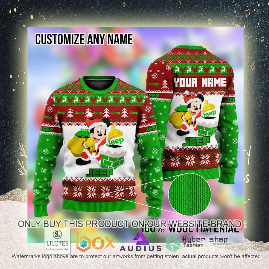 personalized mickey mouse jeep ugly christmas sweater 2 71723