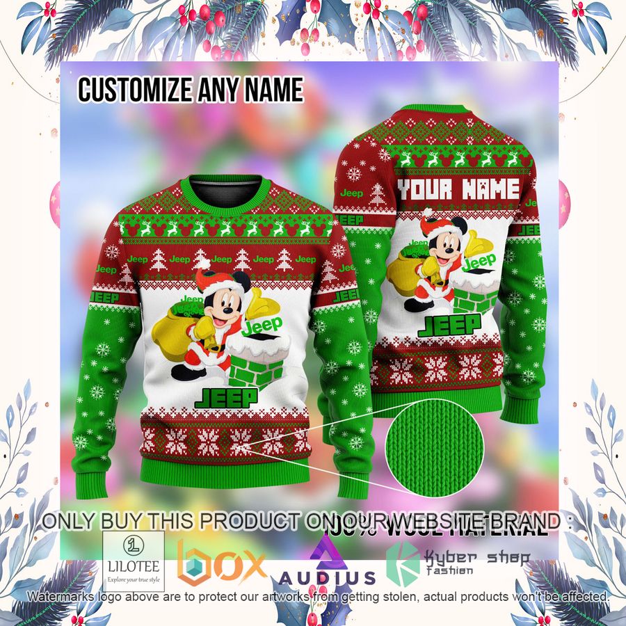 Personalized Mickey Mouse Jeep Ugly Christmas Sweater 4 personalized mickey mouse jeep ugly christmas sweater 4 30867