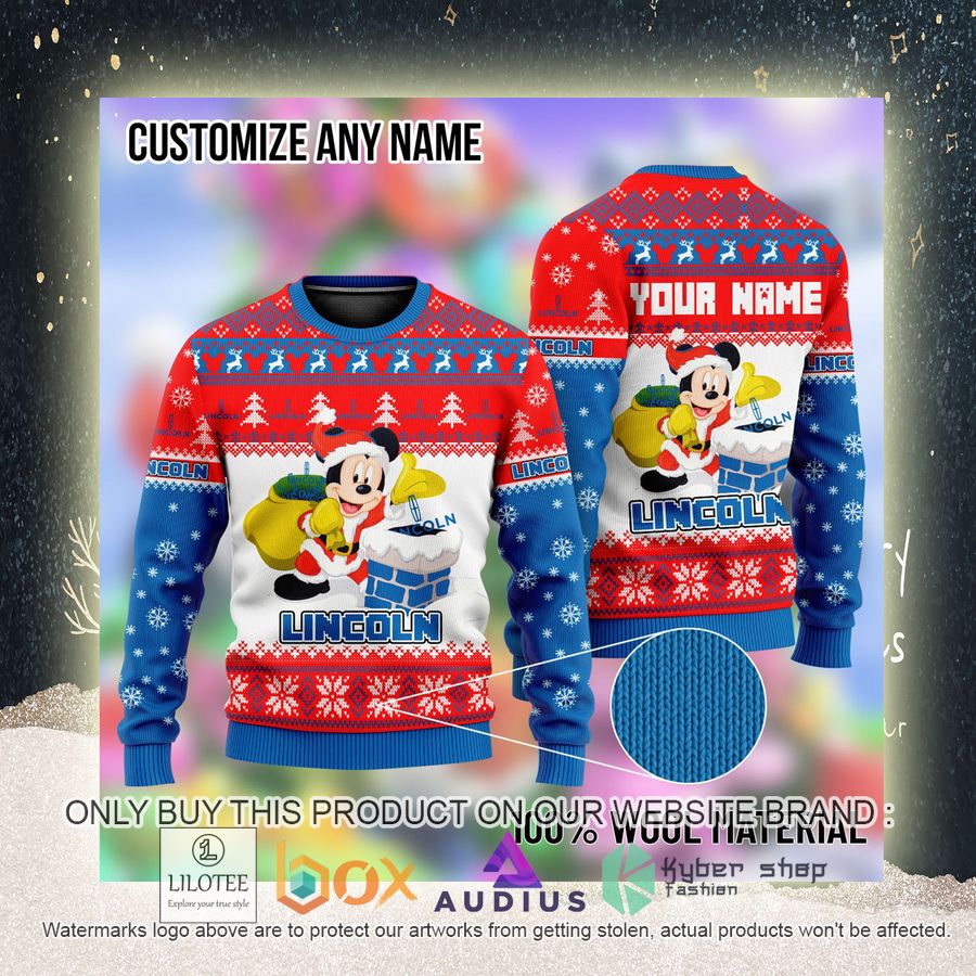 personalized mickey mouse lincoln ugly christmas sweater 2 48176
