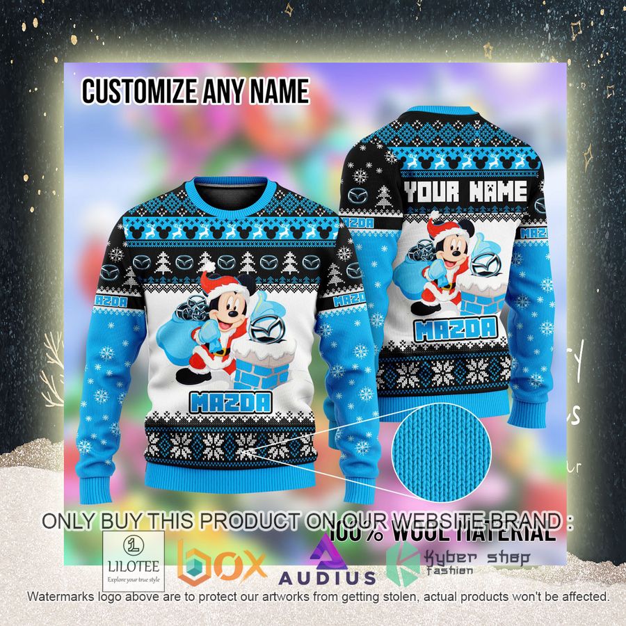 personalized mickey mouse mazda ugly christmas sweater 2 84040