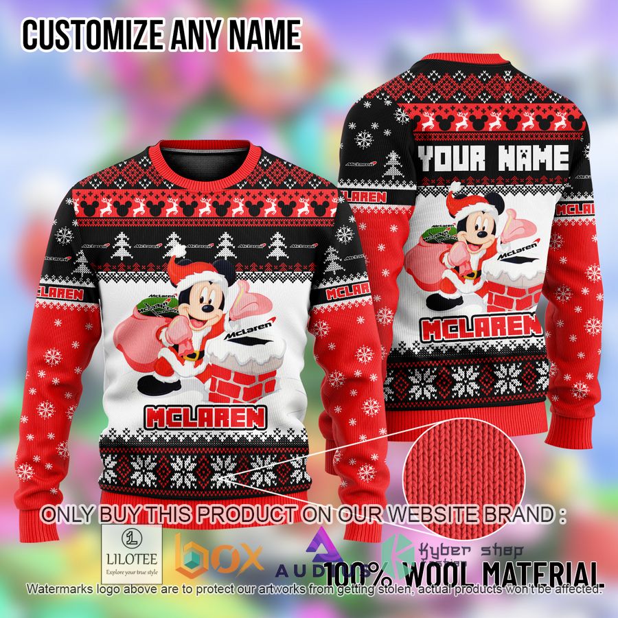 personalized mickey mouse mclaren ugly christmas sweater 1 94650