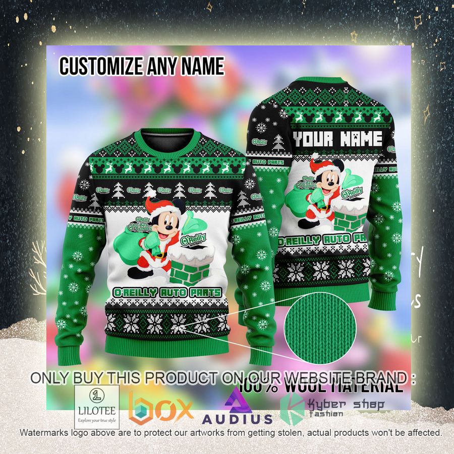 personalized mickey mouse oreilly auto parts ugly christmas sweater 2 79363
