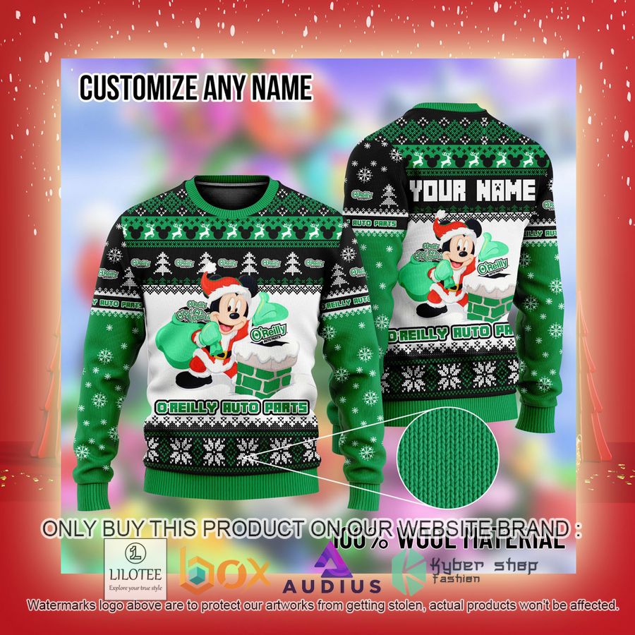 Personalized Mickey Mouse O'Reilly Auto Parts Ugly Christmas Sweater 3 personalized mickey mouse oreilly auto parts ugly christmas sweater 3 47102