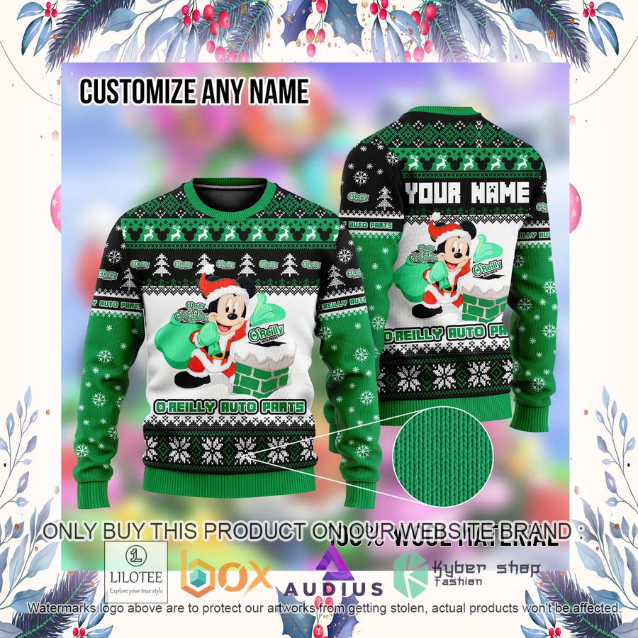Personalized Mickey Mouse O'Reilly Auto Parts Ugly Christmas Sweater 4 personalized mickey mouse oreilly auto parts ugly christmas sweater 4 55057