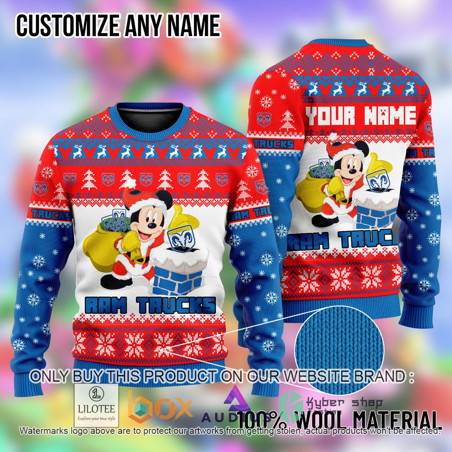 personalized mickey mouse ram trucks ugly christmas sweater 1 46643