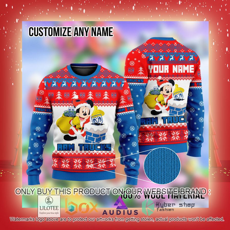 Personalized Mickey Mouse RAM Trucks Ugly Christmas Sweater 3 personalized mickey mouse ram trucks ugly christmas sweater 3 16029