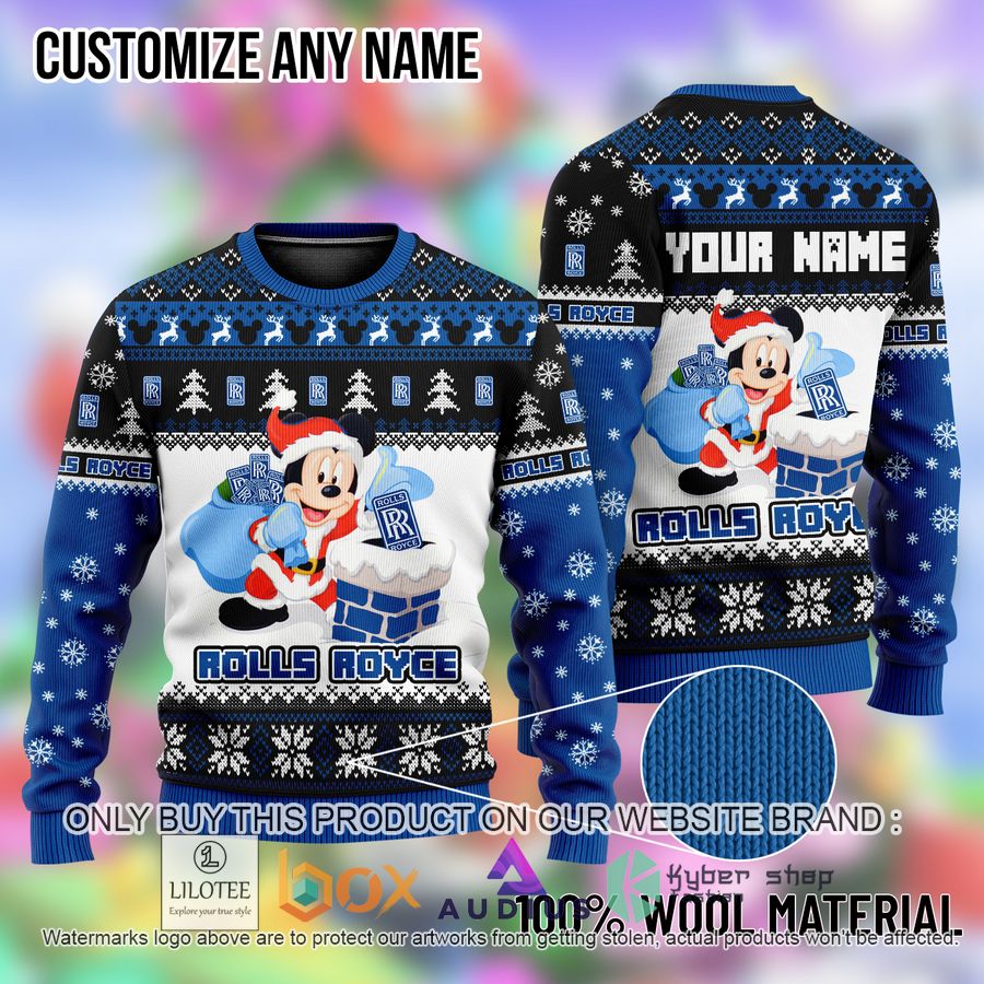 personalized mickey mouse rolls royce automobiles ugly christmas sweater 1 82569