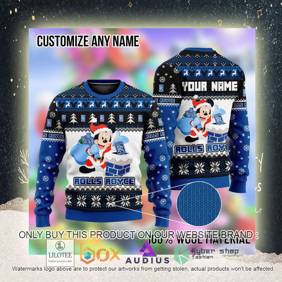 personalized mickey mouse rolls royce automobiles ugly christmas sweater 2 65979