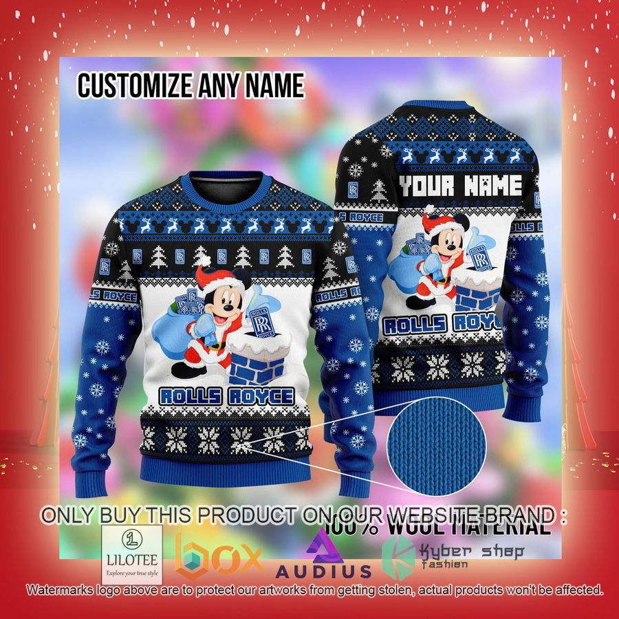 Personalized Mickey Mouse Rolls- Royce Automobiles Ugly Christmas Sweater 3 personalized mickey mouse rolls royce automobiles ugly christmas sweater 3 8044