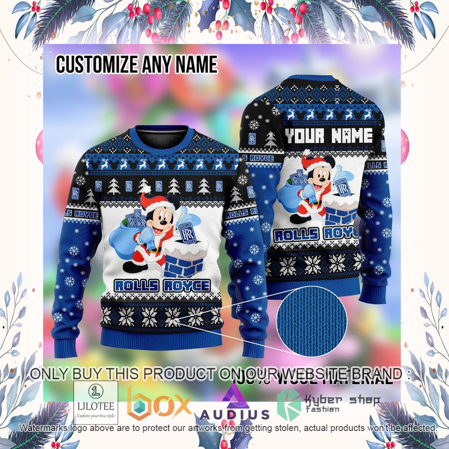Personalized Mickey Mouse Rolls- Royce Automobiles Ugly Christmas Sweater 4 personalized mickey mouse rolls royce automobiles ugly christmas sweater 4 29210
