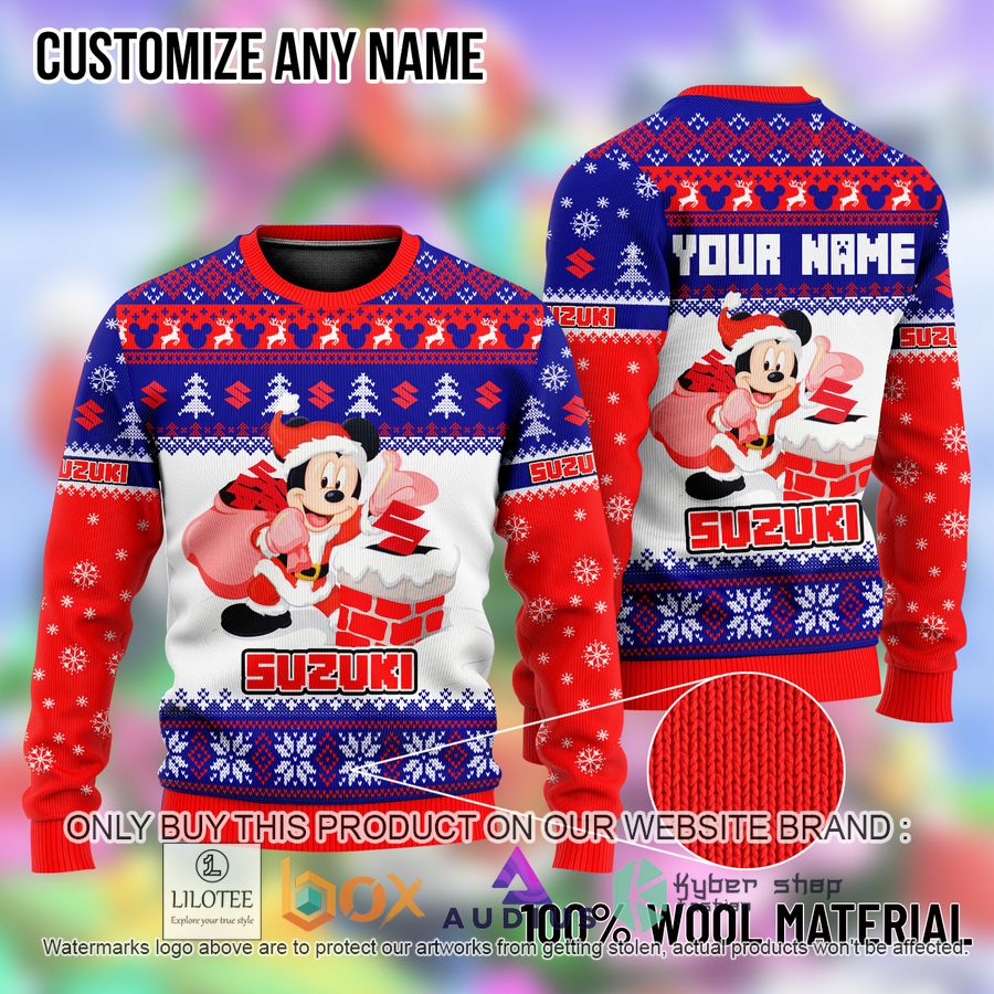 personalized mickey mouse suzuki ugly christmas sweater 1 15237