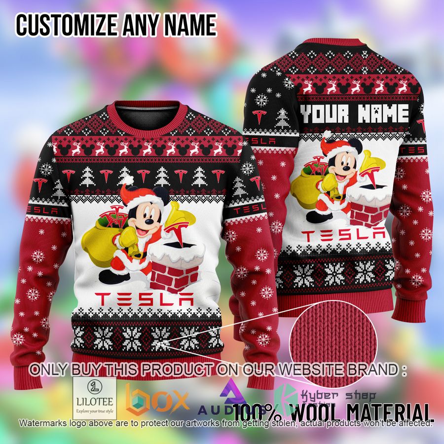personalized mickey mouse tesla ugly christmas sweater 1 38902