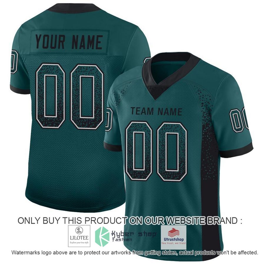 personalized midnight green black white mesh drift football jersey 1 2412