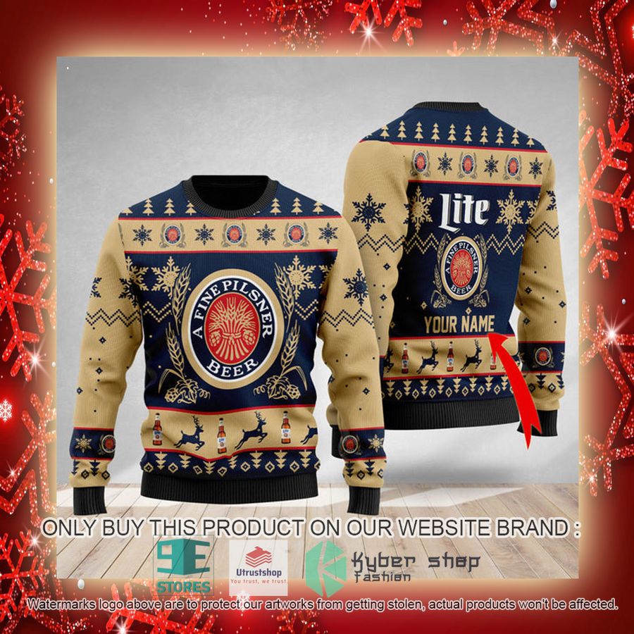 NEW Personalized Miller Lite Christmas Ugly Sweater 3 personalized miller lite ugly christmas sweater 3 28607