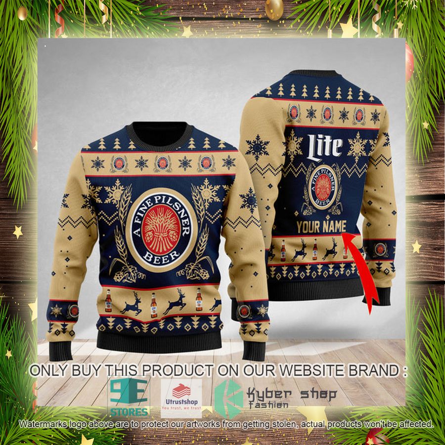 NEW Personalized Miller Lite Christmas Ugly Sweater 4 personalized miller lite ugly christmas sweater 4 41681