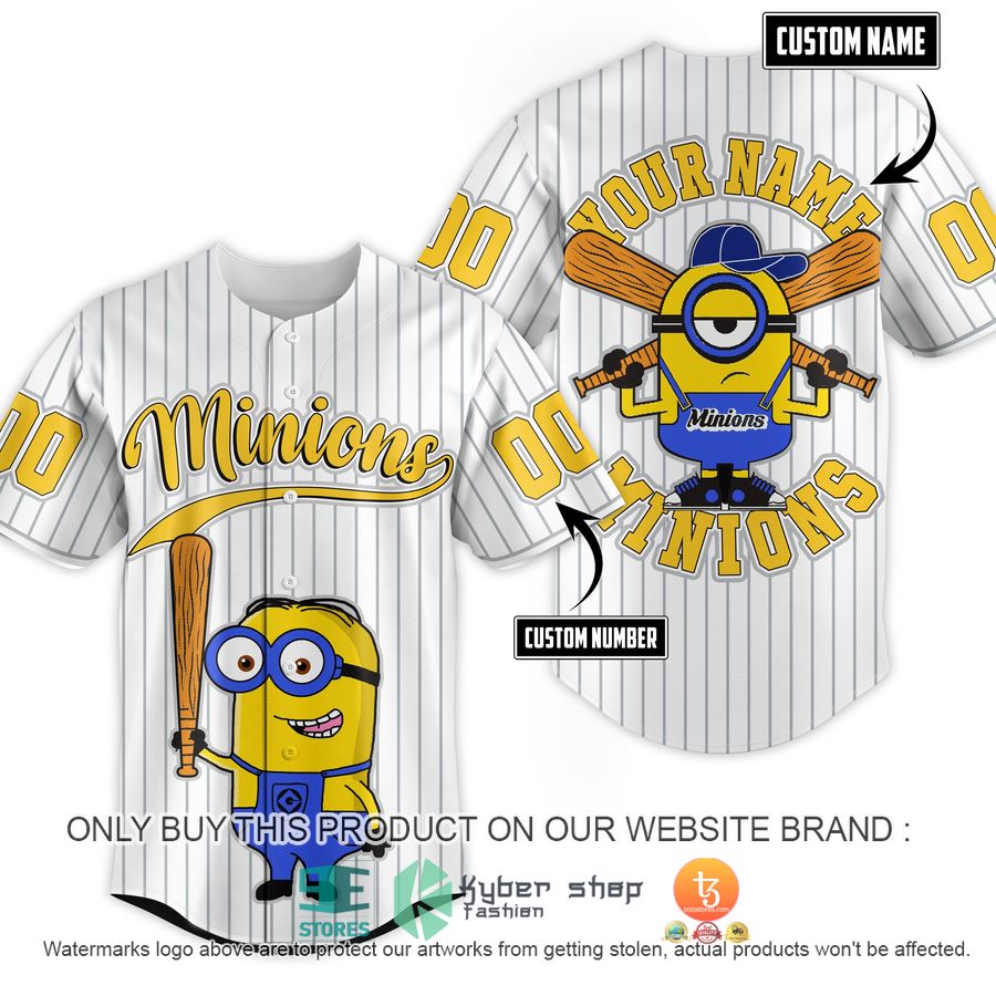 HOT Personalized Minion White Baseball Jersey 1 personalized minion white baseball jersey 1 45520