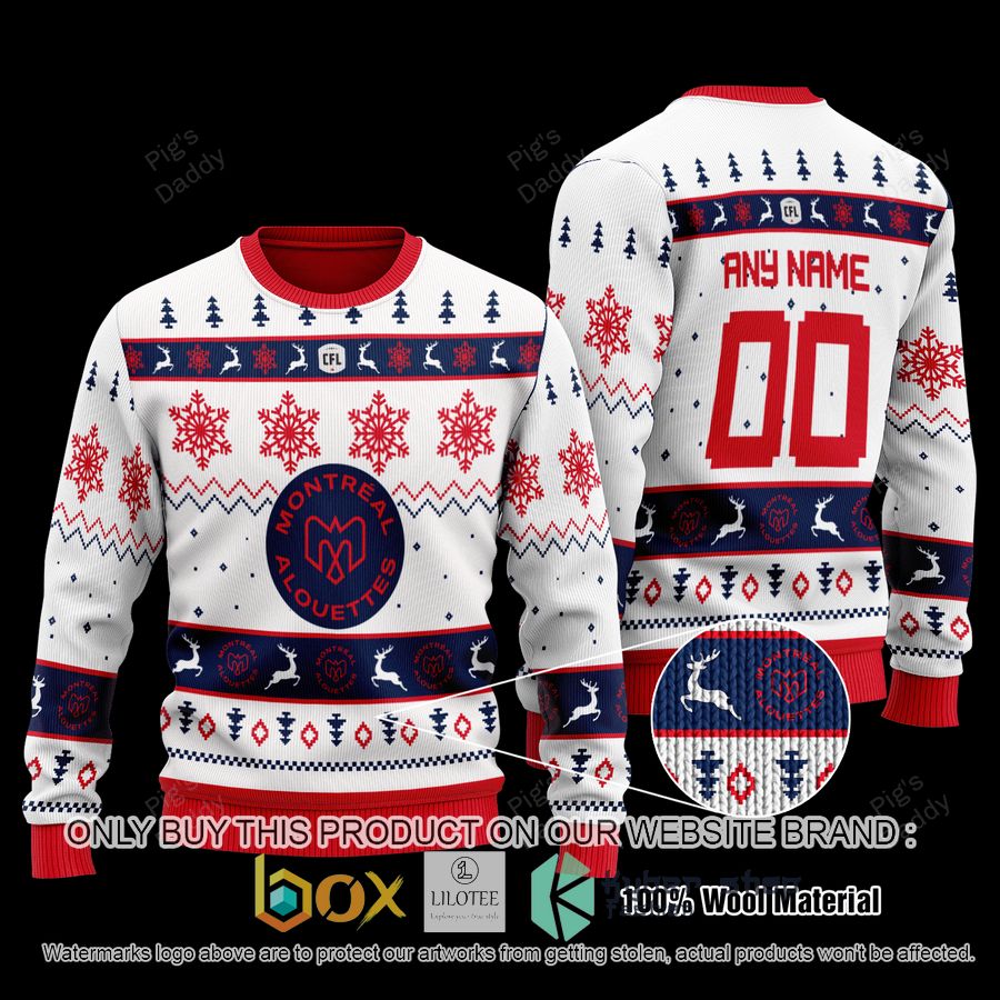 personalized montreal alouettes white red wool sweater 1 40546