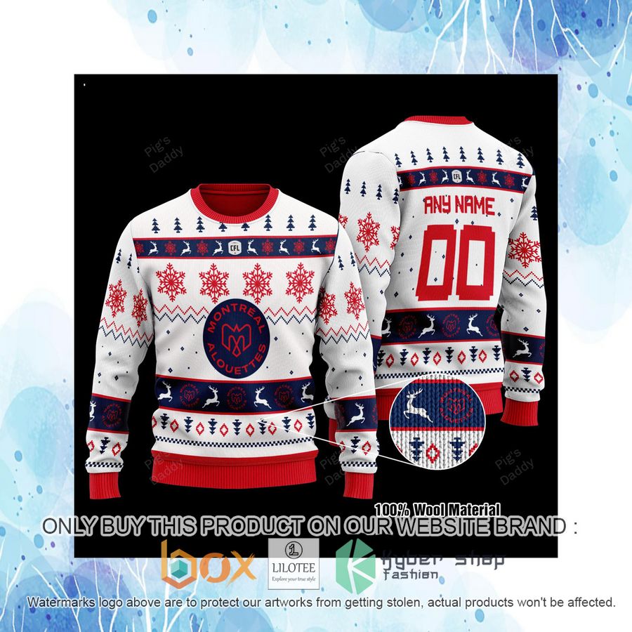 Personalized Montreal Alouettes White Red Wool Sweater 4 personalized montreal alouettes white red wool sweater 4 71830