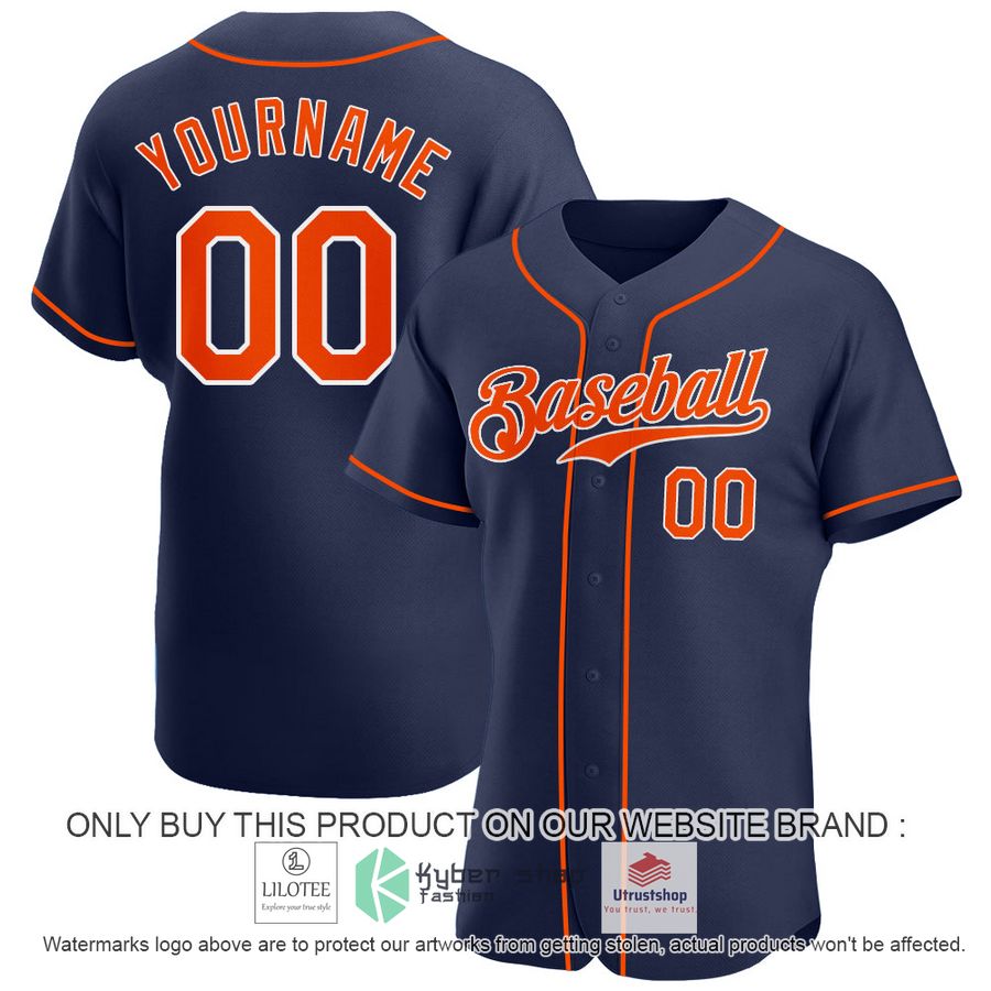 personalized navy orange white baseball jersey 1 88067