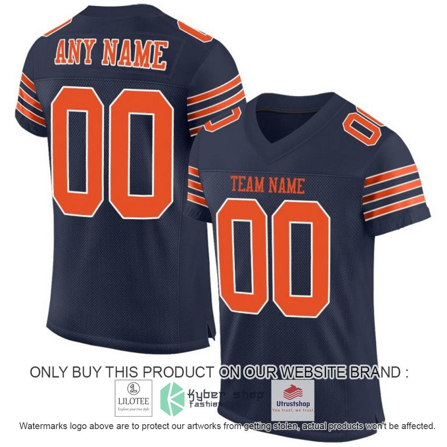 personalized navy orange white football jersey 1 7932
