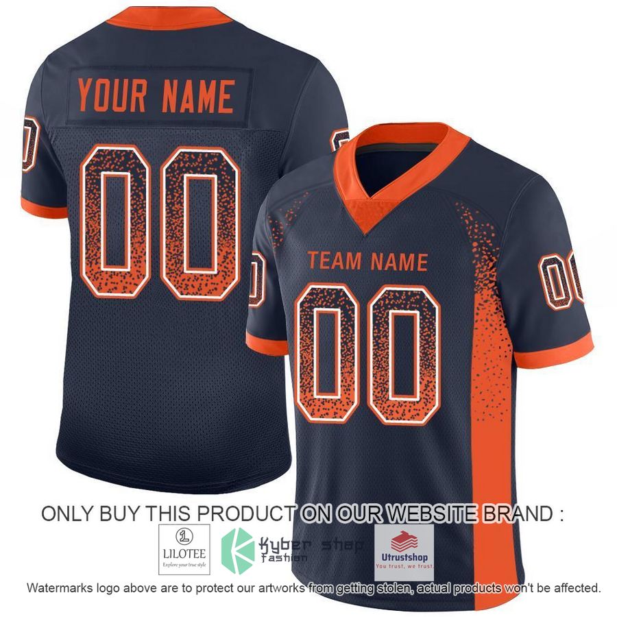 NEW Navy Orange White Mesh Drift CUSTOM Football Shirt 1 personalized navy orange white mesh drift football jersey 1 36114