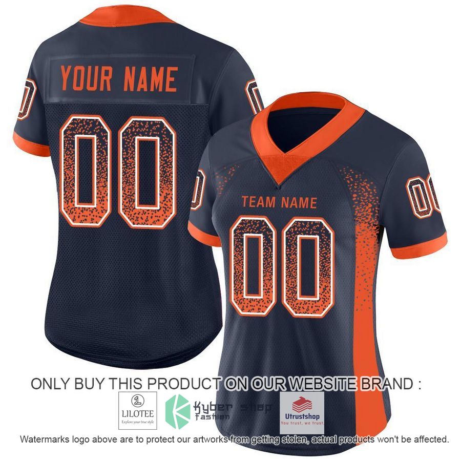 NEW Navy Orange White Mesh Drift CUSTOM Football Shirt 2 personalized navy orange white mesh drift football jersey 2 51266