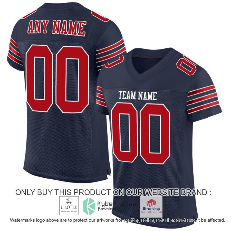 personalized navy red white football jersey 1 27672