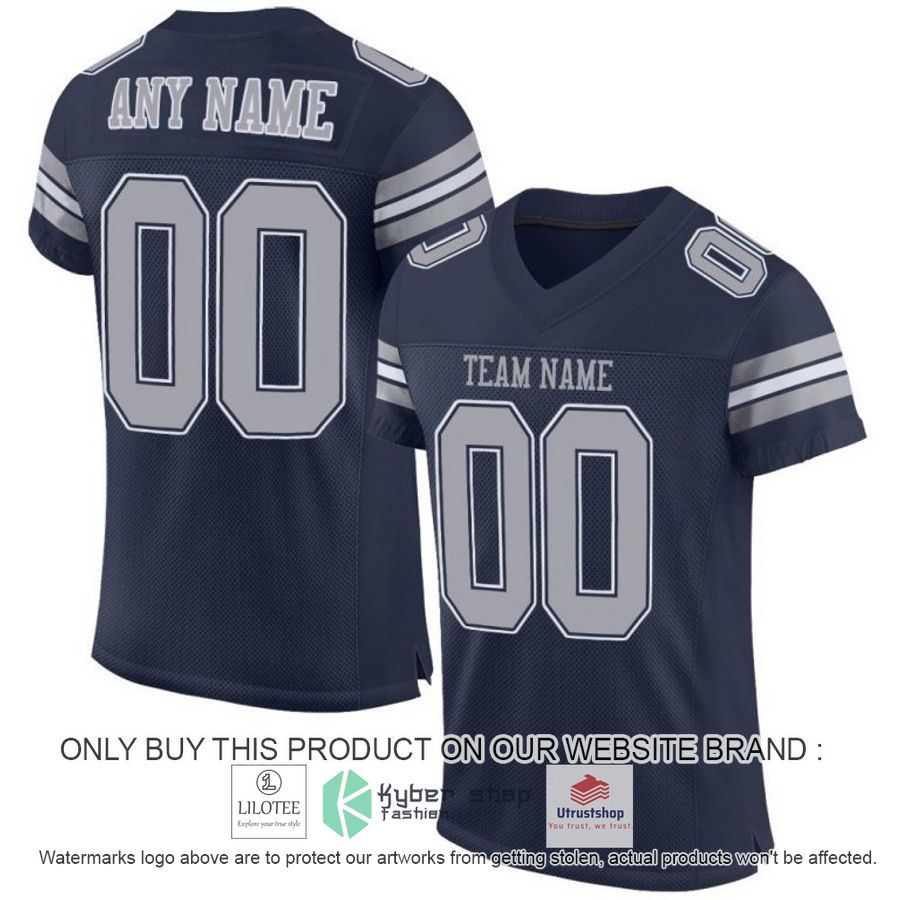 personalized navy white gray football jersey 1 28278