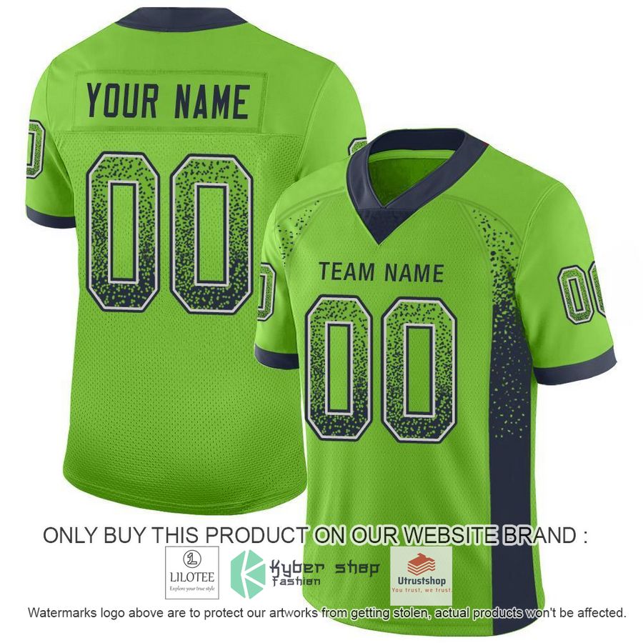 NEW Neon Green Navy Gray Mesh Drift CUSTOM Football Shirt 5 personalized neon green navy gray mesh drift football jersey 1 59437